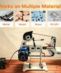Heavy Duty Badass 2X72 Belt Grinder Sander Workbench with 1500W Pure Copper Motor, shown working on metal and wood materials.