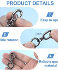 Heavy Duty Zinc Alloy Swivel Clip Locks Beefy Double Opening Snap Hooks For Bags Keys Lanyards shown with flexible rotation features.