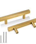 Gold Stainless Steel Cabinet Pulls Square Drawer Handles Set Of 2 127 Mm Long 12 Mm Wide 35 Mm High With 76 Mm 3 Inch Hole Centers