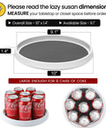 Four Pack 10 Inch Non Skid Lazy Susan Turntable Organizers For Cabinets Pantries Kitchen Fridge Vanity Under Sink And Spice Rack Storage Great For Grab And Go Organization And Easy Access In Any Space shown with soda cans displaying size.