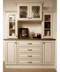 Kitchen cabinet with Aspen Round Cabinet Knob in Light Bronze Finish, traditional style hardware, 1-1/8 in diameter, 7/8 in projection.