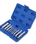 Professional EBTOOLS Screw Tap Extractor Set With 10 Pieces Quenched Alloy Steel Broken Screw Removal Tool Kit For Stripped Screws And Taps Includes Storage Box Made In America, blue case open