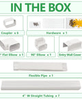 Contents of Decorative Line Set Cover Kit For Ductless Mini Split And Central AC Systems 4 Inch By 25 Feet PVC Tubing Covers shown.