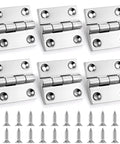 BBTO 6-pack stainless steel boat hinges with screws; marine-grade rust-proof hinges for boat doors or hatches