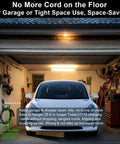 Heavy Duty EV Charging Cable Holder Wall Mount For Tight Garages With Wide J Hook holds Tesla J1772 cords off garage floor.