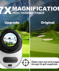 Dope Golf Rangefinder With Slope Compensation And Magnetic Mount, 7X Magnification lens comparison on golf course background