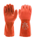 Atlas 620 Double-Dipped PVC Chemical Resistant Gloves With Rough Grip, Seamless Cotton Liner, 12 Inch, Latex Free, Orange, Size Small