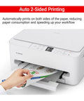 All In One Wireless Color Inkjet Printer With Duplex Printing For Home Use showing compact white design with printed document.
