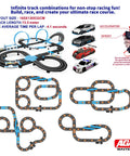 High Speed Slot Car Track Set With Dual Lanes, Four Officially Licensed Cars, Two Hand Controllers, Full Track Pieces, And Lap Counter
