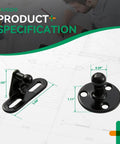 Premium Steel Heavy Duty 10 Mm Ball Stud Mounting Brackets For Gas Struts With 10 Hex Nuts Knockout Quality No Sweat Assembly Top Shelf Guarantee For Garage Swaps, featuring dimensions and black finish.