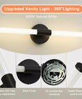 Dimmable LED Vanity Light Bar For Bathroom, 360 Degree Full Illumination Over Mirror Sconce, Black 24 Inch, 4000K Natural White