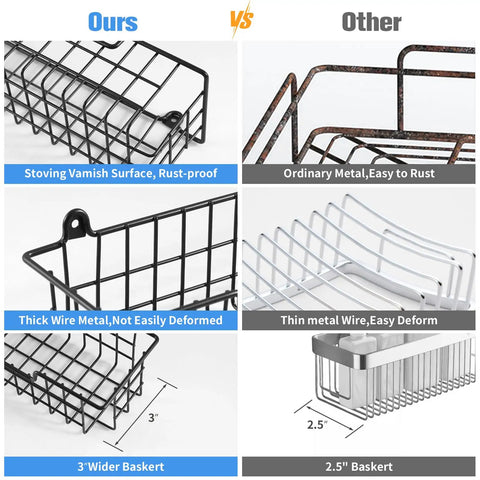 Built Tough Wall Mount Spice Rack Organizer, 2 Pack Heavy Duty Metal Mesh Shelves, Affixes Easily To Cabinets Or Any Kitchen Wall, Keeps Your Spices Tidy And Quick To Grab, Matte Black