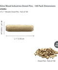 Birch Wood Dowel Pins One Quarter Inch By One Inch One Hundred Pack Kiln Dried Fluted Beveled Ends For Even Glue Distribution