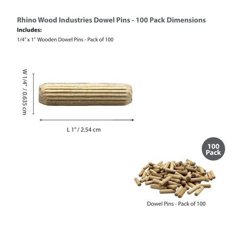 Birch Wood Dowel Pins One Quarter Inch By One Inch One Hundred Pack Kiln Dried Fluted Beveled Ends For Even Glue Distribution