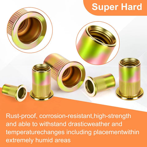 Beefed Up Metric Rivet Nut Assortment Kit 105 Pieces Stainless Steel Rivet Nuts M3 M4 M5 M6 M8 UNC Knurled Deep Threads