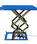 Heavy Duty Wireless Remote Electric Scissor Lift Table With 2200 Lb Capacity, massive 86 inch platform, hydraulic lifting action.