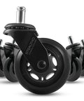 Heavy Duty Black Office Chair Wheels Set of 5 with Soft Polyurethane Casters for Smooth Glide on Hardwood or Carpet Protect Floors