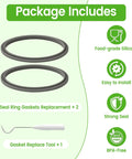 Two Pack Replacement Rubber Gasket Seals For 600W And 900W Blenders, Durable Lip Seal Rings Fits NutriBullet Pro 900 Series Cups And Lids, Easy Install, Keeps Blends Smooth And Leak Free, Long Lasting; two silicone gasket rings and replacement tool