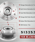 2 Pack Front Wheel Bearing Hub Assembly Replacement For Audi And VW Cars With ABS 5 Lug Fits A3 Quattro TT Beetle hub diagram