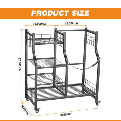 All In One Golf Gear Organizer With Wheels For Garage Storage Golf Bag Stand And Equipment Rack With Three Tier Shelves