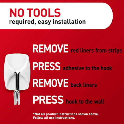 Super Solid Adhesive Wall Hooks In Bright White, Twenty Eight Metal Toggle Clips With Thirty Two Peel And Stick Strips For Damage Free Hanging No Drills Required For Renters Or Owners