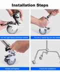 Step-by-step installation of Swivel Caster Wheels Set For C Stand 25mm Legs Compatible With Takerers Neewer And Other 25mm C Stand Bases 3 Pack