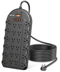24 Outlet Power Hub With 6 USB Ports And 2 USB C Ports 1875W 15A Surge Protector 3400 Joules Wall Mountable 8 Foot Heavy Duty