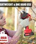 Person using Beastly 700W Brushless Electric Pruning Shears With 2.75 Inch Cutting Diameter Cordless Pruning Shears outdoors