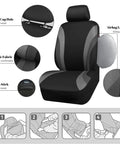 Sporty Front Seat Covers For Cars, SUVs, And Trucks, Universal Fit, Airbag Compatible, Black And Gray Two Front Seats Kit installation steps