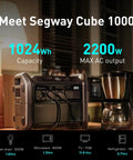 Cube 1000 Portable Power Station With 2200W AC Outlets And 1024Wh LiFePO4 Battery beside a coffee maker