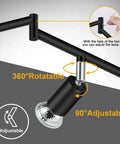 6 Light LED Track Lighting Kit With Flex Rotatable Heads Black Ceiling Spotlight Includes 6 GU10 LED Bulbs 4W 400LM Daylight