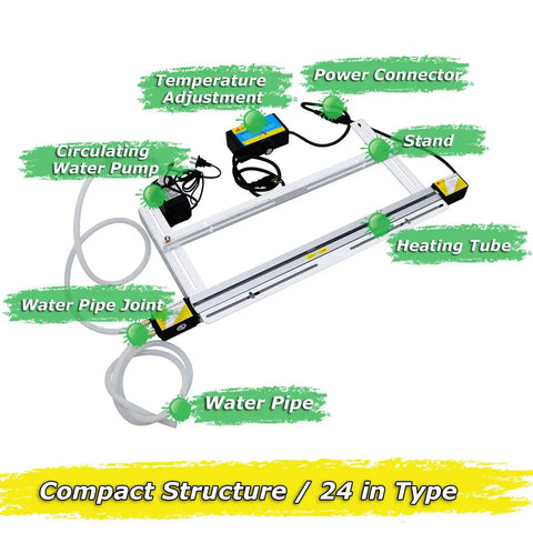 INTSUPERMAI Acrylic Plastic Bender 23.6 Inch Manual PVC Strip Heater components labeled with water pump and heating tube.