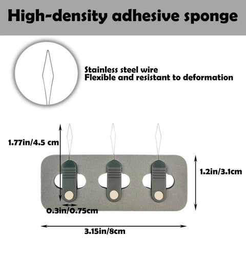 High-density adhesive sponge with stainless steel wires for Hook Threader Tool Set With Line Cutter Zinger Retractor Fly Patch Combo.