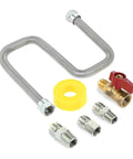 Heavy Duty Stainless Steel Braided Gas Line Connector Hose For Natural Propane Appliance Hookup With Shut-Off Valve And Multiple Couplings To Get Your Kitchen Setup Rolling Smooth As Pie, braided hose with valve and couplings