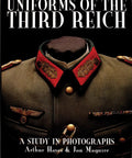 Top Tier Historic Second World War German Military Uniform Photography Book Packed With Vintage Army Air Force Navy SS Battle Gear Plus Hitler Youth Clothing cover featuring uniform with red collar insignia.