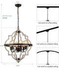 Farmhouse Rustic Chandelier With ORB Finish And Oak Tone, 6 Light Vintage Antique Pendant Light Fixture dimensions and ceiling compatibility