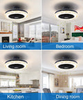 Bladeless Ceiling Fan With Lights Remote Control 21 Inch in living room, bedroom, kitchen, and dining room settings.