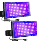 Two Pack 100W UV Black Lights For Glow Parties And Stage Lighting IP65 Waterproof Beefy Ultraviolet Lamps with cords and plugs