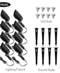 Low Voltage 4W LED Landscape Lights 8 Pack Waterproof Outdoor Spotlights with bulbs and ground stakes, black finish
