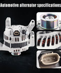 Close-up of Drop-In Alternator Replacement For Mazda 3 2010 2011 2012 2013 2.0L L4 Engine With 3 Pin Plug Compatible