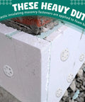 Top Shelf Professional Grade 250 Pack Heavy Duty Plastic Masonry Fasteners With Secure Washers securing foam board insulation.