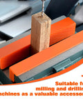 Six Inch Magnetic Vise Jaw Covers With Rock Solid Waffle Grip And Powerful Embedded Magnets For No Slip Clamping shown holding a wooden block.