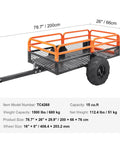 Tow Behind Dump Cart For Lawn And Garden 1500 Pound Capacity 15 Cubic Feet Heavy Duty Yard Garden Trailer dimensions view