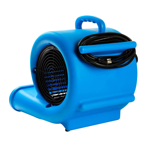Blue Beefed Up Heavy Duty One Third HP 2000 CFM Air Mover with 25-foot power cord coiled on side.