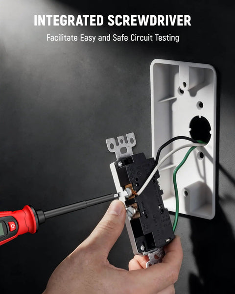 2-In-1 Voltage Tester Screwdriver With Non Contact Detector Pen, 3-500V AC Range, LCD Display, Live Wire Finder, Magnetic Slotted Tip, Continuity Test For Outlets And Circuits, Great For DIY Electricians using a screw terminal outlet