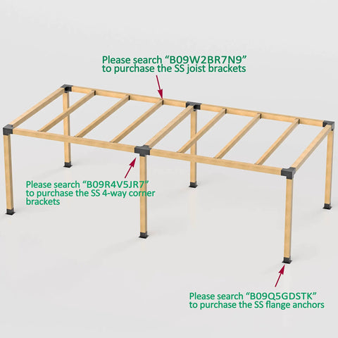 Four Pack Stainless Steel Three Way Right Angle Pergola Corner Brackets With Screws For Heavy Duty DIY Four By Four Posts And Three And A Half Inch Wood Beams Outdoor Gazebo Kit