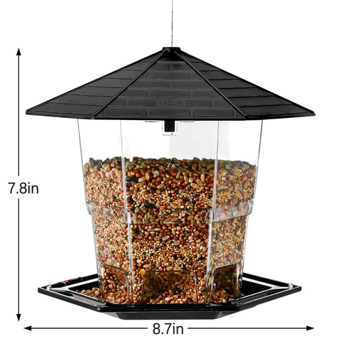 Retractable Outdoor Bird Feeder With Huge Capacity Seed Storage Easy Fill Top Latch For Quick Cleaning Hanging Bird Feeder