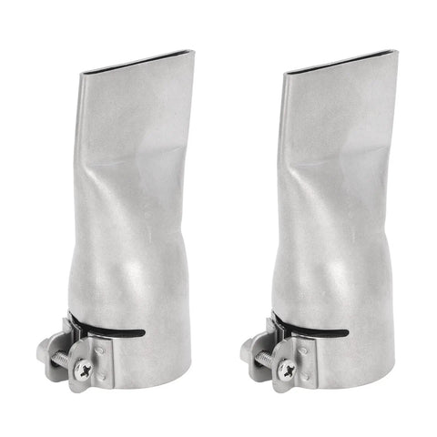 Flat Wide Mouth Welding Nozzle Set 40mm 1.57in Stainless Steel Two Pack for Hot Air Heat Guns, corrosion-resistant, side view