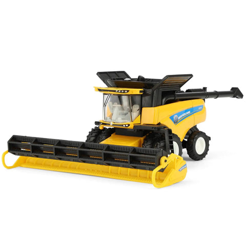 New Holland CR8.90 1/64 Scale Die Cast Combine With Corn And Grain Headers Totally Realistic Farm Machinery Model, front view