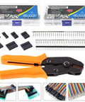 Orange Pro Grade Ratchet Crimping Tool Kit For Wire And Dupont Pins All In One Pack With Over 500 Connectors